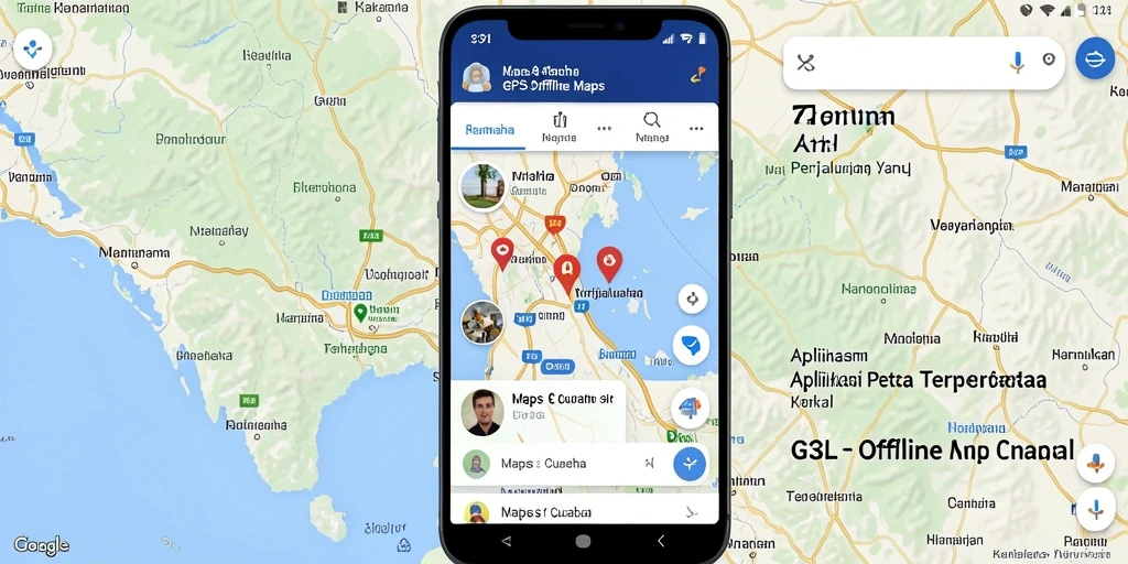 Antarmuka aplikasi 33L untuk GPS Offline Maps yang informatif.