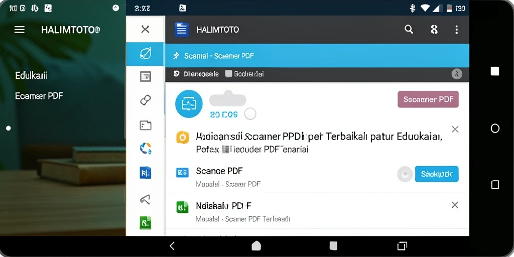 Tampilan antarmuka pengguna aplikasi Scanner PDF HALIMTOTO yang modern.