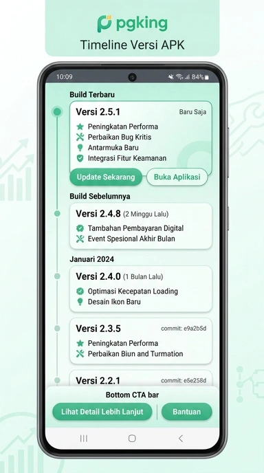 Riwayat Versi Aplikasi pgking untuk Pengguna Android
